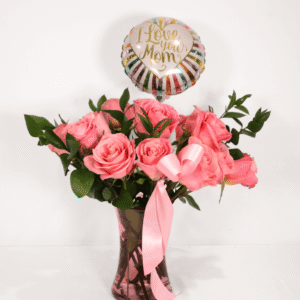 Forever in Bloom – Pink Rose Vase for Mom (Oshawa Delivery)