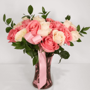 Elegant Blush – Two-Tone Rose Vase for Mother’s Day Oshawa