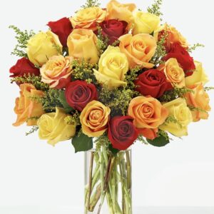 24 Color Roses with Greens arrangement