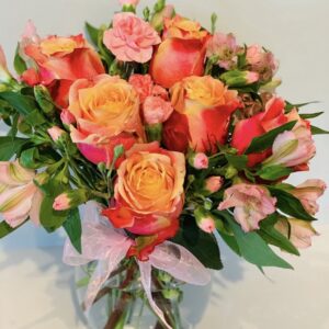 Orange Roses with Other Flowers arrangement