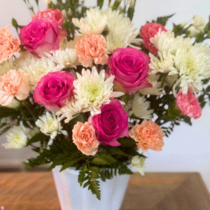 Blushing Radiance – Mixed Rose & Carnation Bouquet (Oshawa Exclusive)